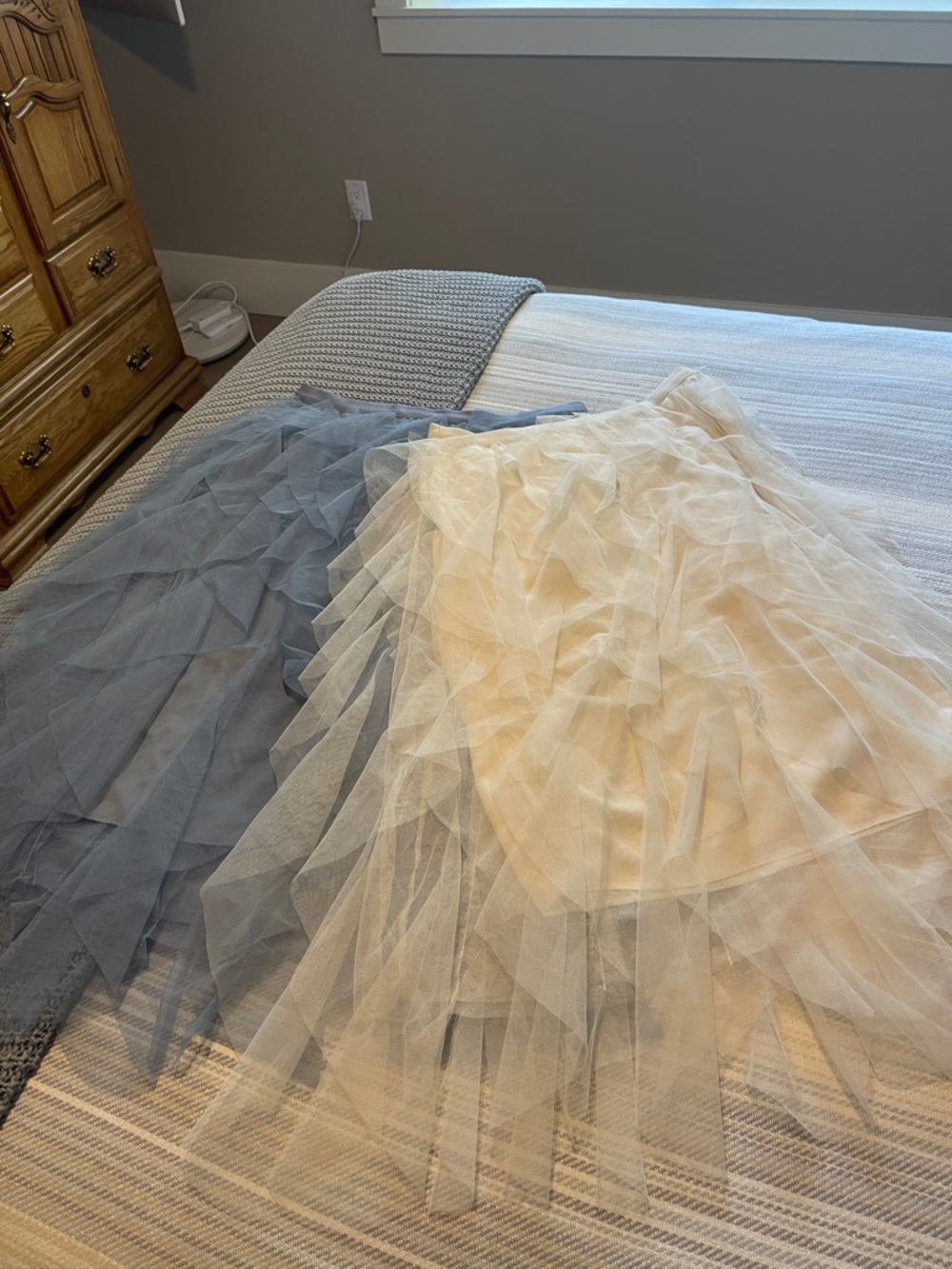 Layered Tulle festival Skirts in Dusty Blue and Cream XXL